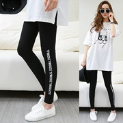 Quần legging mặc quần cotton mỏng, chân váy chữ cỡ lớn là quần thể thao mỏng màu đen mùa xuân và mùa thu Hàn Quốc