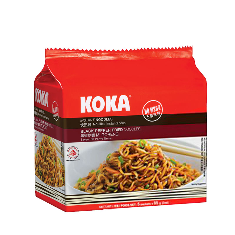 【天猫超市】新加坡进口方便面 KOKA可口黑椒快熟炒面85g*5包