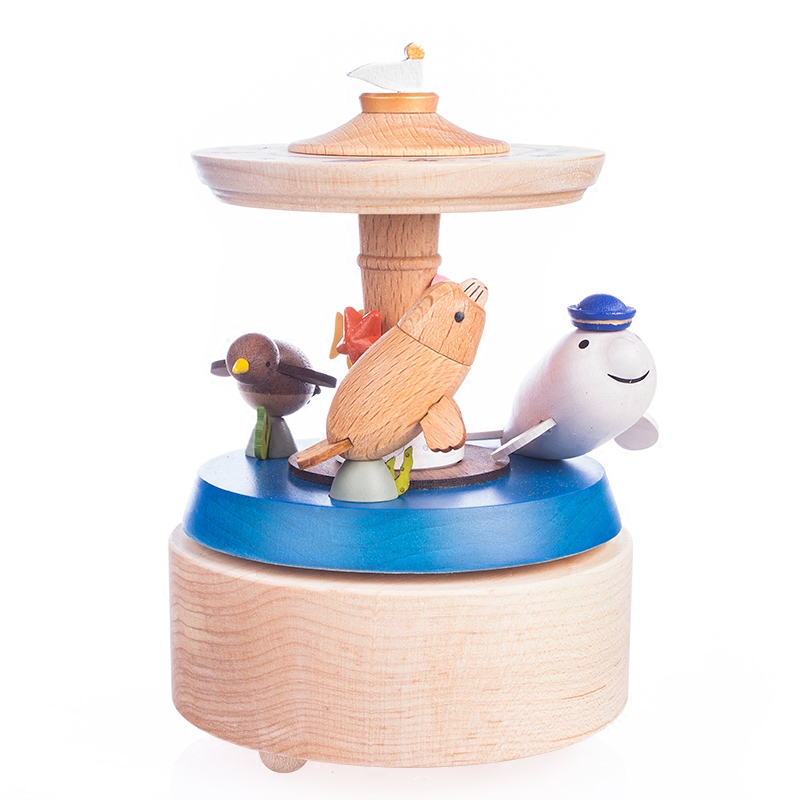 jeancard wood music box to send children children's children's day gifts marine whale handmade eight-tone box