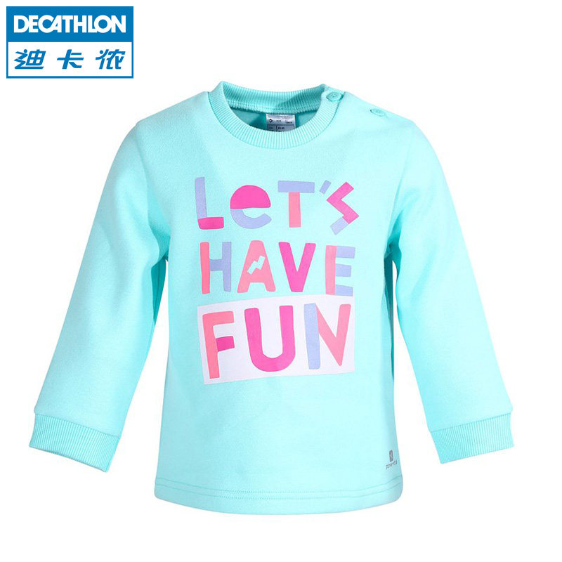 迪卡侬 婴幼儿宝宝抓绒印花套头衫卫衣 加绒男女DOMYOS BB