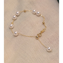 Pearl silver bead bracelet female 925 sterling silver 18K Gold adjustable bracelet bracelet temperament simple Japanese and Korean tide 80488