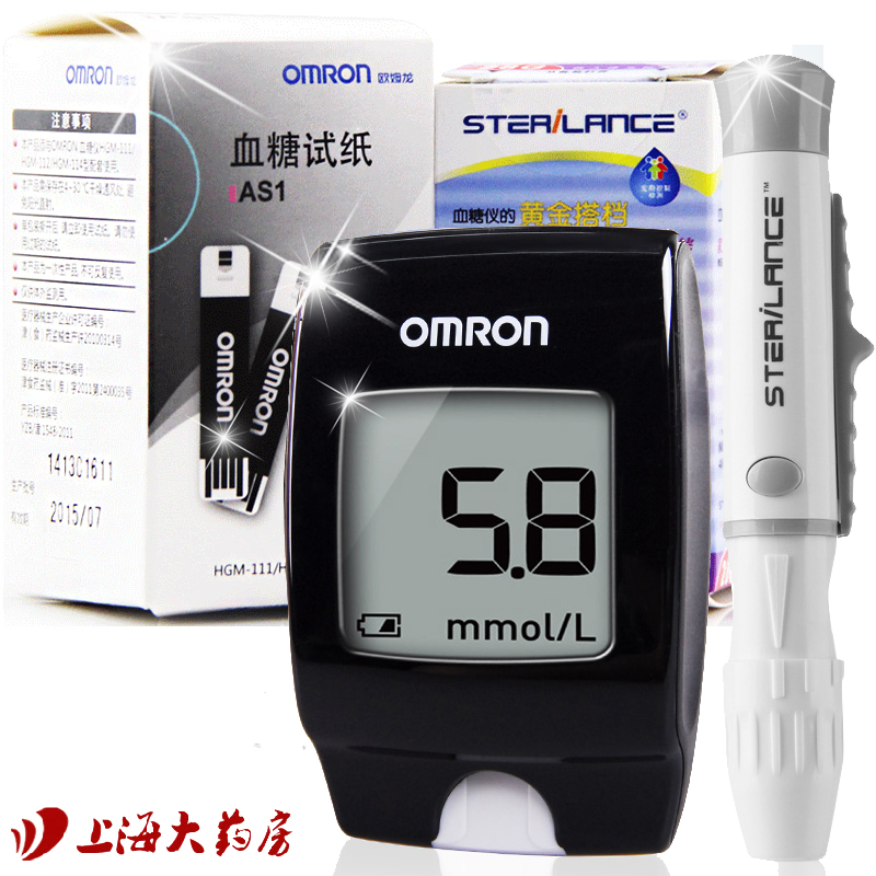 欧姆龙血糖仪HGM-112电子血糖测试仪 送25片血糖试纸+采血针 包邮