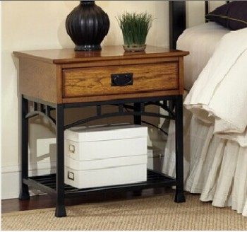 The Euro-style iron art bed head cabinet solid wood drawer shelve can be customised