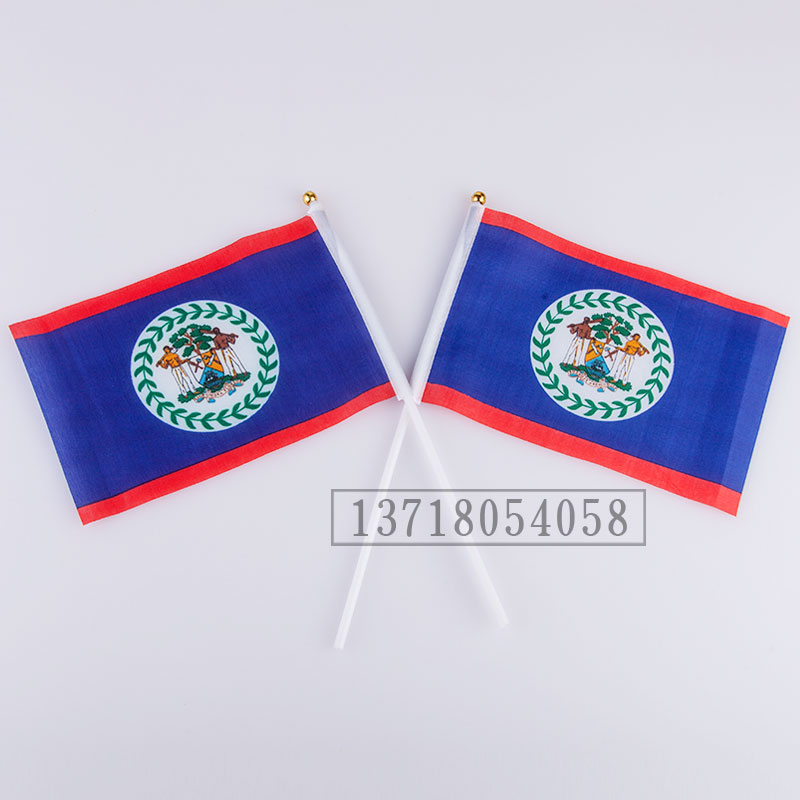 14*21 Belize Hand Waving Flag Chinese Flag Foreign Flag Small Red Flag Belize Flag Wholesale