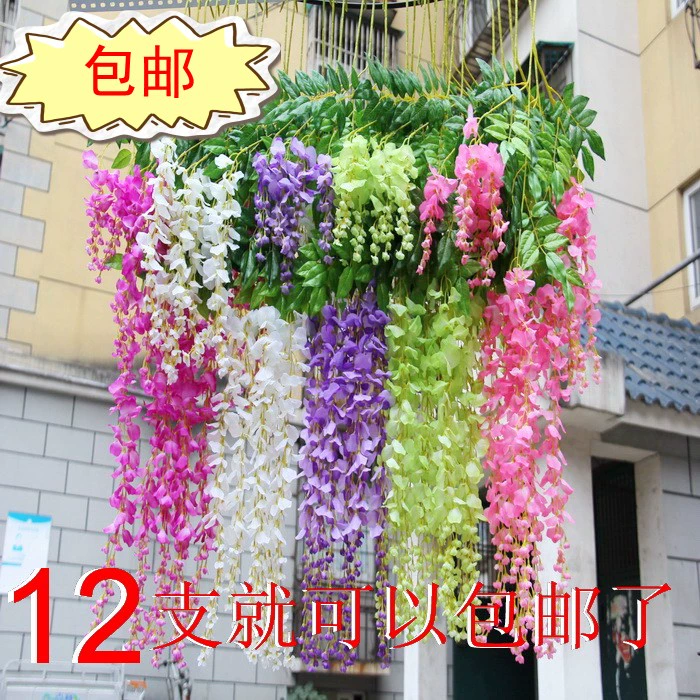 Mô phỏng Wisteria hoa chuỗi mây trang trí đám cưới cải xoong lá cây xanh hoa làm vườn hoa lụa hoa - Hoa nhân tạo / Cây / Trái cây