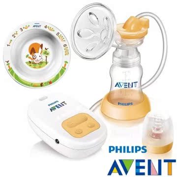 PHILIPS AVENT 标准口径单边电动吸乳器+赠QQ兔学习小碗(单入)6M+