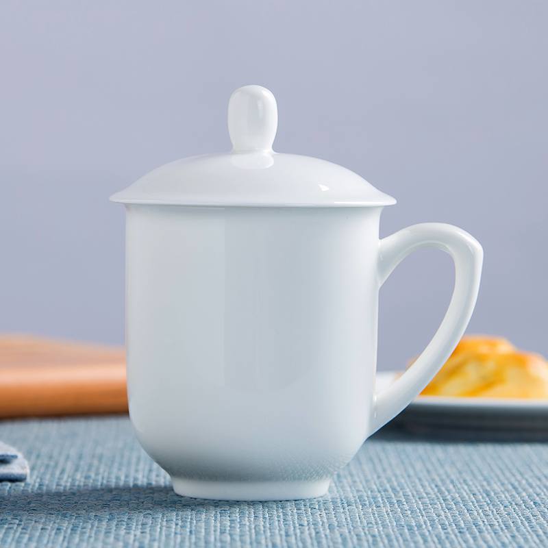 Jingdezhen ceramics with cover cup, office cup custom hotel conference room tea cup ipads porcelain cup