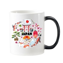 Culture japonaise Couleur Colourful Tricks Cat Flowers Sushi Ceramic Mark Cup Heated Discoloration Coffee Cup Milk Cup Water Cup