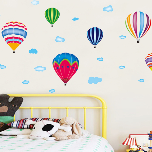 Kindergarten Wall wall Wall Sticker Children Room Baby Bedroom Cartoon Trim Wall Paper Stickup Hot Air Balloon Wall Stickers