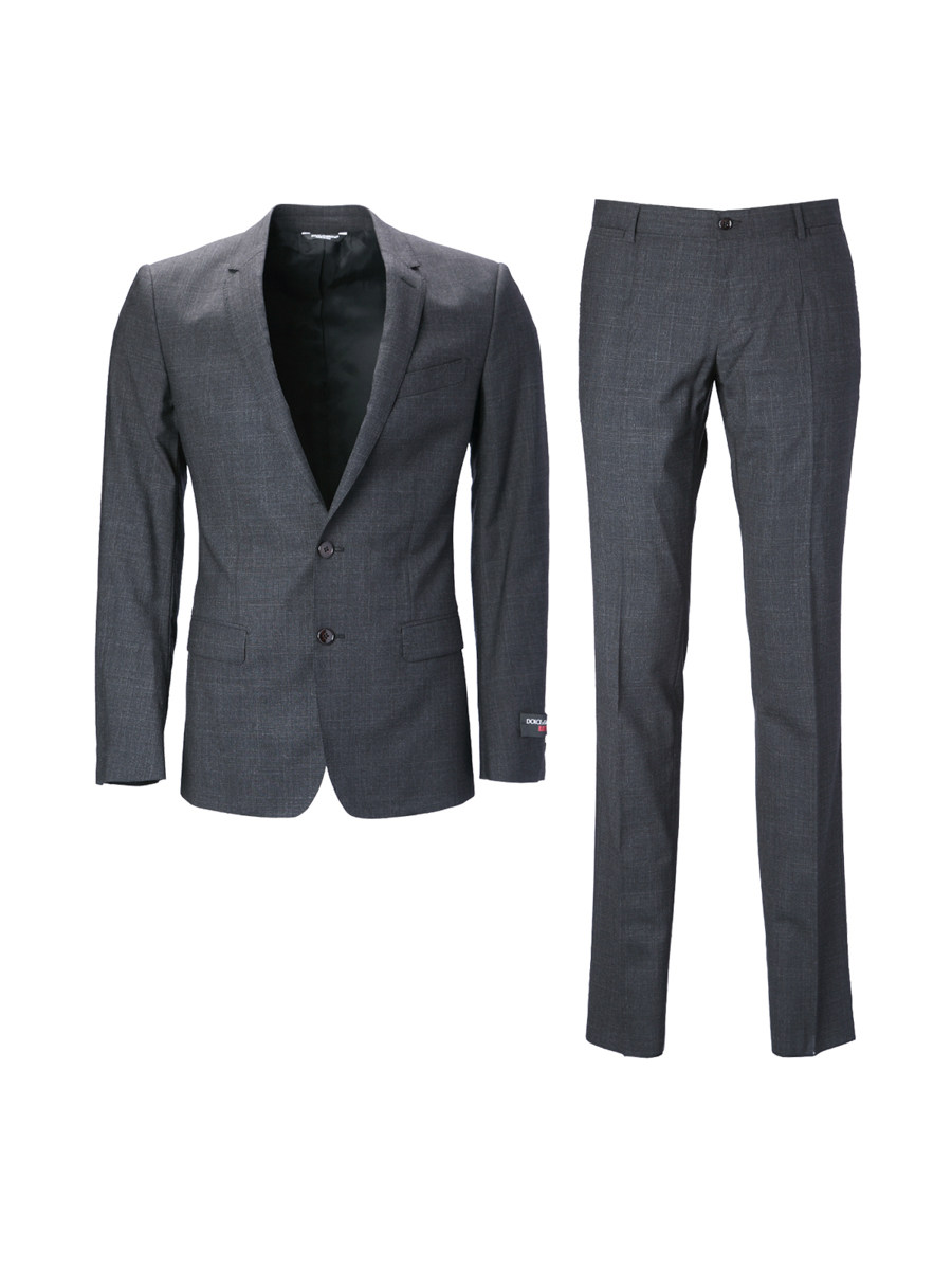 Dolce&Gabbana 灰色格纹小平驳领两粒扣西服套装