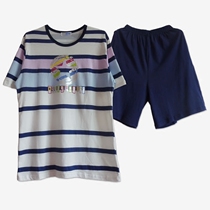 Fingran mens home clothing cotton cotton summer thin pajamas cartoon students youth short-sleeved shorts set