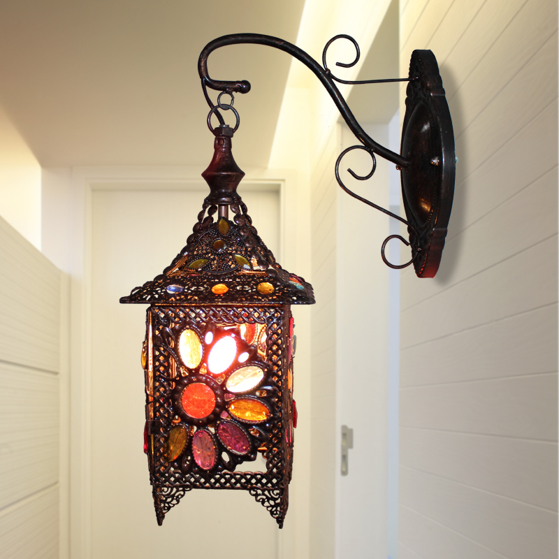 Eurostyle Retro Castle Princess Wall Lamp Fields Fresh brief Bead Bedroom Bedside Wall Lighting Stairway Wall Lamp