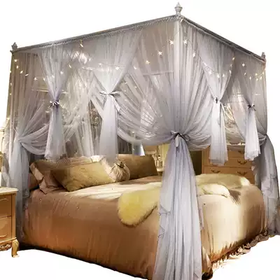 Encrypted thickened new mosquito net double household 1 8m bed 1 5 1 2 2m rice pattern tent Princess wind floor stand