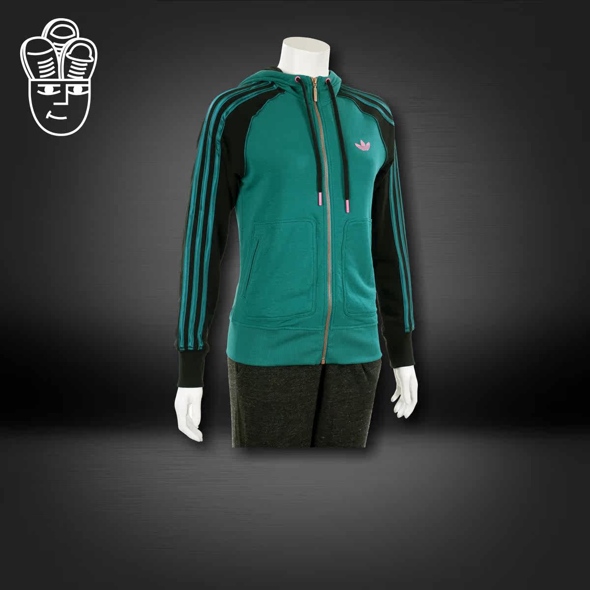 阿迪达斯 Adidas Girly Zip Hoodie 三叶草女子运动服 休闲服
