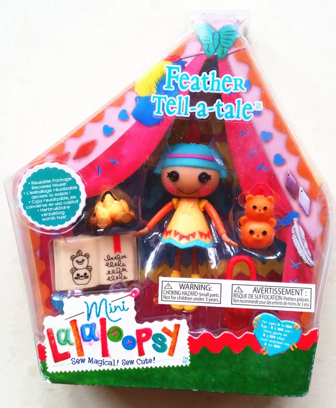 Кукла Lalaloopsy Lele Angel, мини 8 см с пером и рассказом, многоразовая упаковка