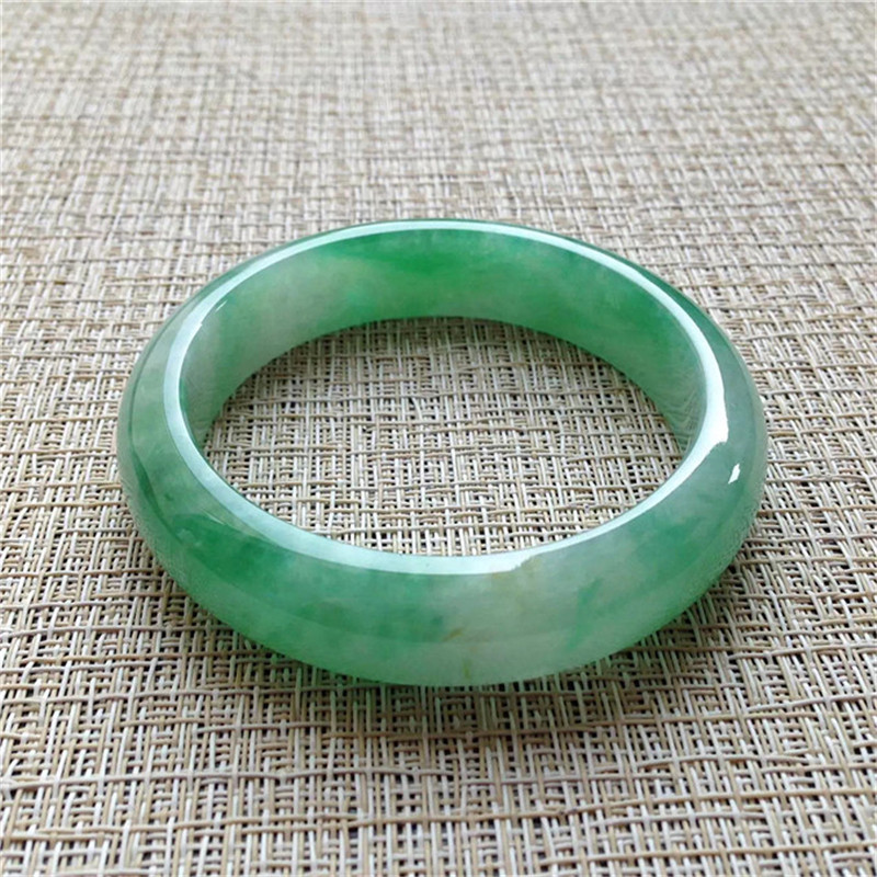 Myanmar natural old pit A goods emerald jade bracelet ice glutinous seed fruit green jade bracelet with certificate KQ002