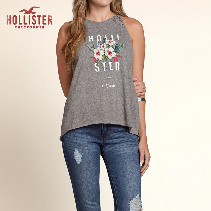 Hollister 碎花标识蕾丝镶片图案背心 女 100168