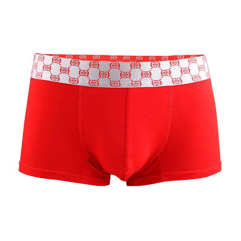 4 packs of lucky zodiac year men's big red boxer underwear pure cotton low-waist boxer pants festive youth underwear men