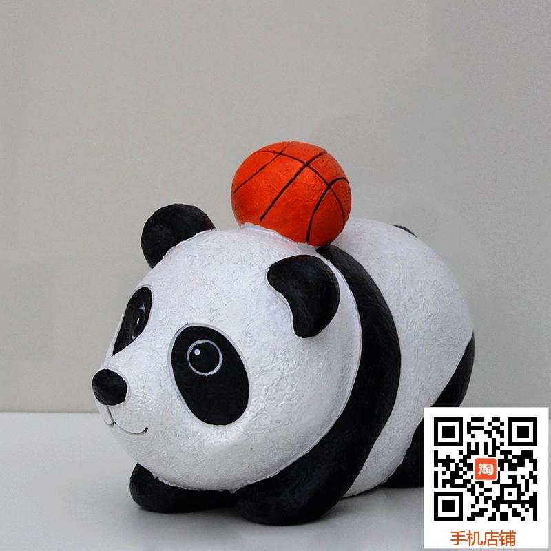 5/20/2015 = Long 19cm 9cm 9cm High 13cm-Basketball Panda Climbing Cartoon Plaster Statue like latex molds
