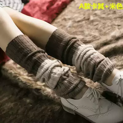 Leggings, knee pads, spring socks, extended striped wool leg covers, export boot covers, Korean leg shaping bubble socks