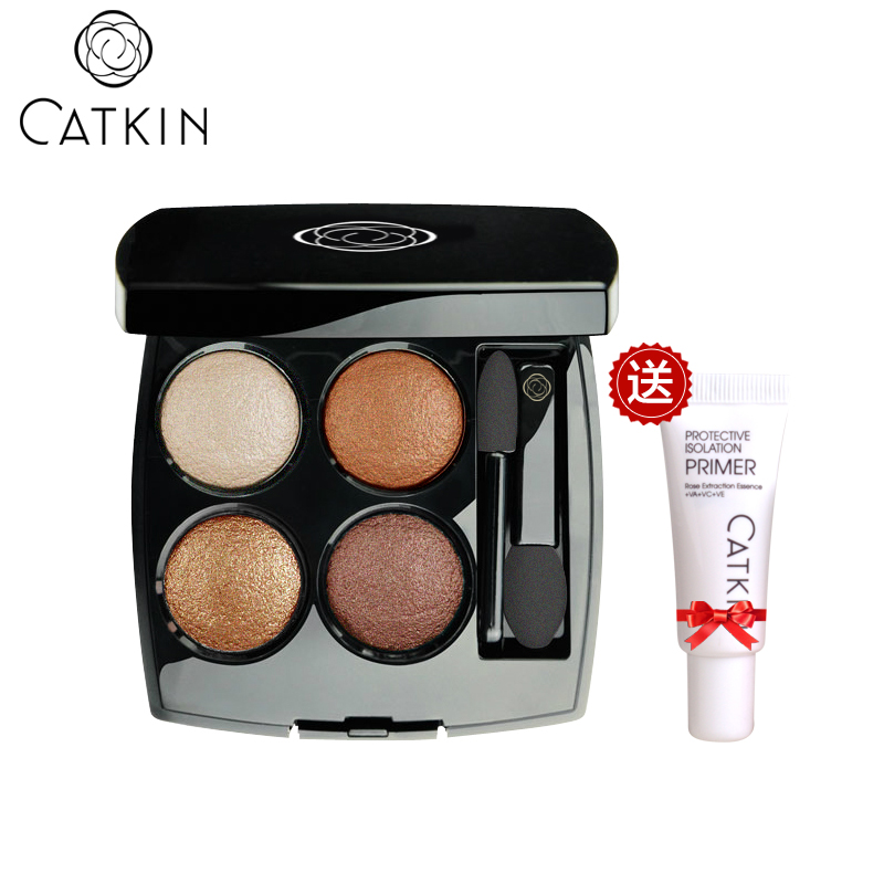 Catkin/卡婷大开眼界四色眼影防水不晕染 珠光卧蚕笔彩妆眼影盘