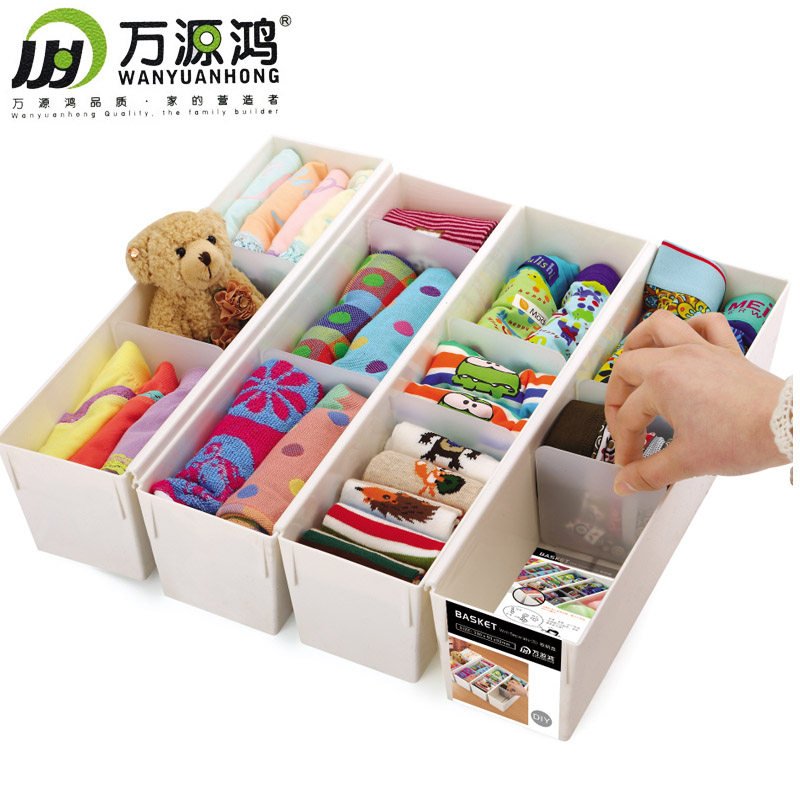 Large Adjustable Plastic Underwear Storage Box Bra Underwear Panties Socks Storage Box Drawer Organizer