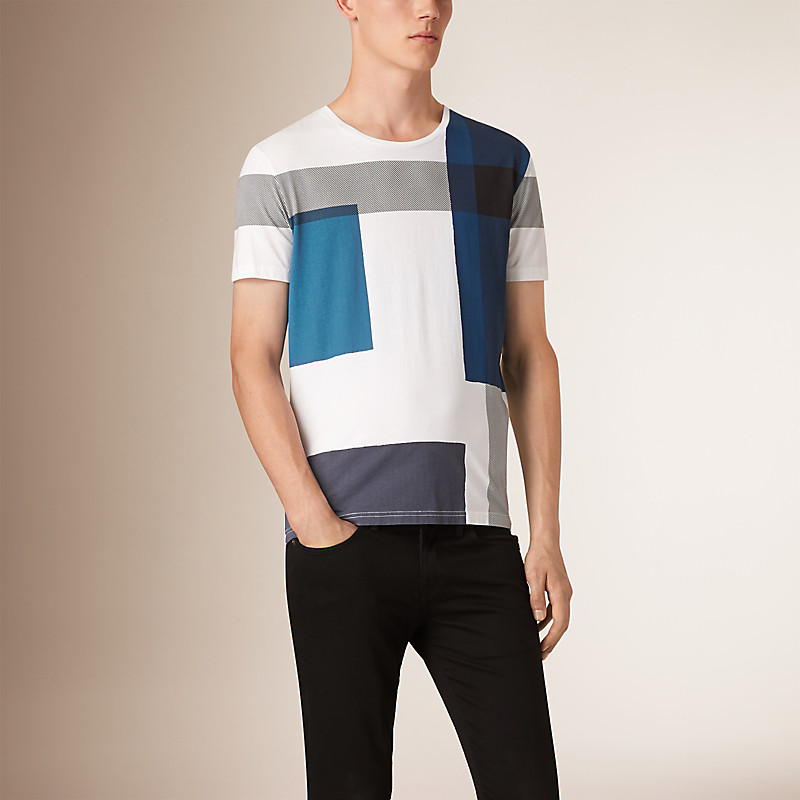 BURBERRY/博柏利拼色格纹棉质 T 恤 39953401