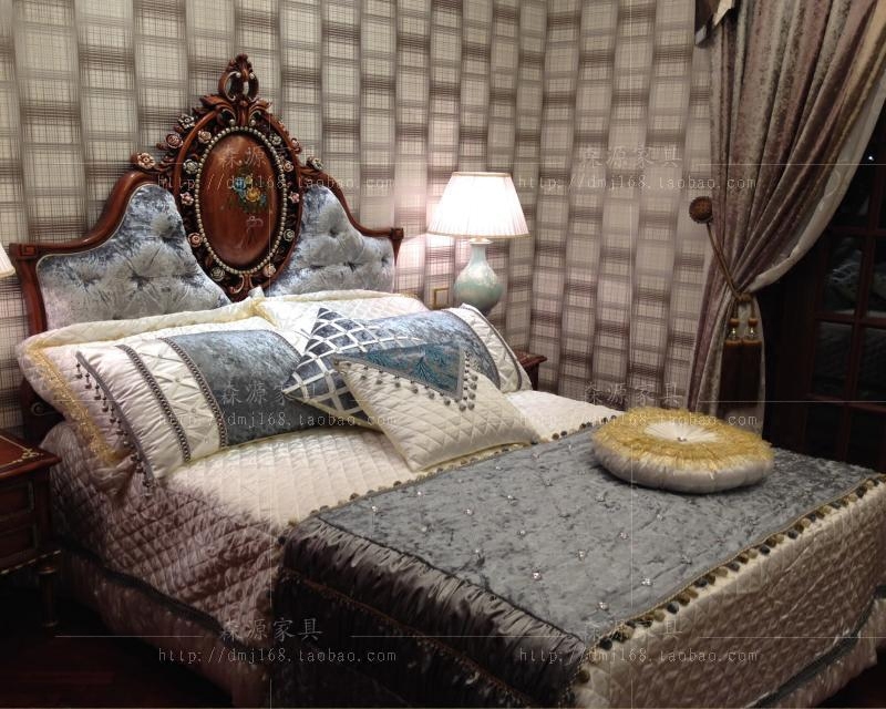 Solid wood Carved Beds European-style Furniture Double Man Bed Villa Bedroom Princess Bed 1 5 m Soft Bag Wedding Bed Customised Bed