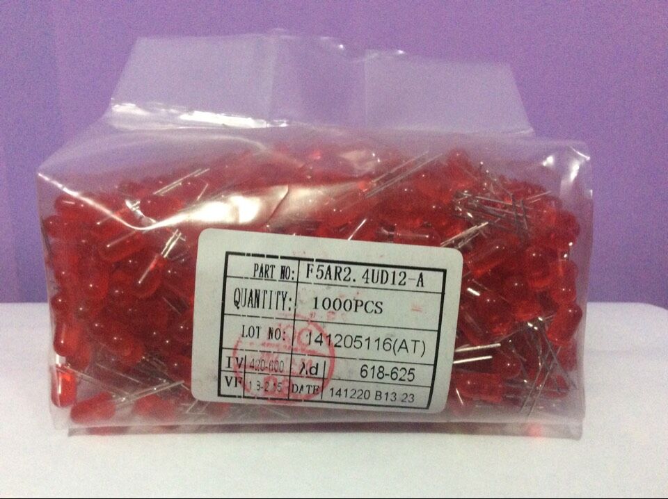 5mm Short Foot High Bright Red Red LEDLED Light(F5AR2 4UD12-A)1000PCS bag