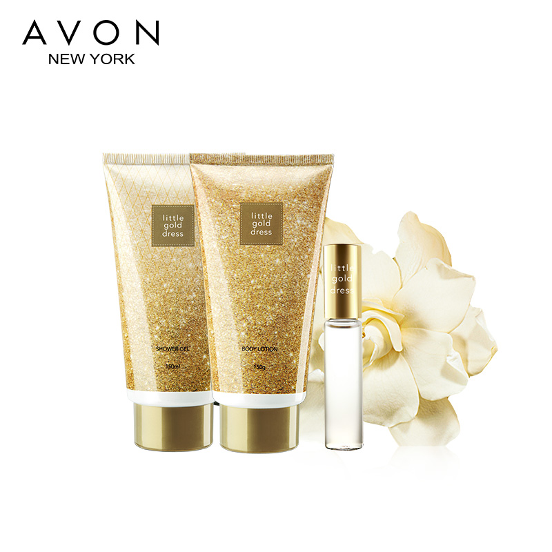 Avon/雅芳小金裙三件套 香体乳香水沐浴露走珠香水