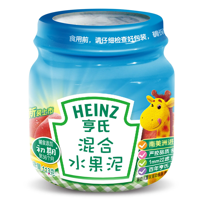 乐友孕婴童Heinz亨氏混合水果泥113g宝宝辅食婴幼儿童零食1阶段