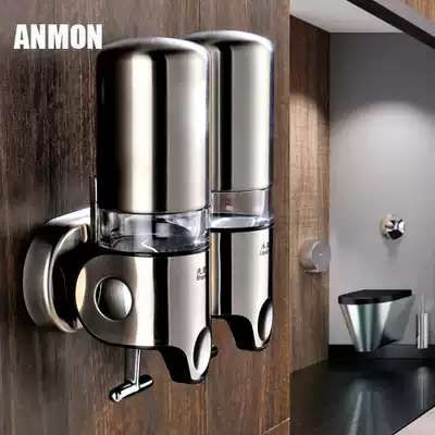 Hotel bathroom stainless steel wall-mounted manual double head shower gel bottle box to soap dispenser hand sanitizer bottle