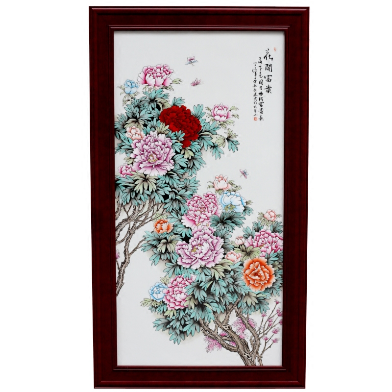 Hand - made blooming flowers porcelain plate painter of jingdezhen ceramic hanging in the sitting room sofa background wall adornment bedroom