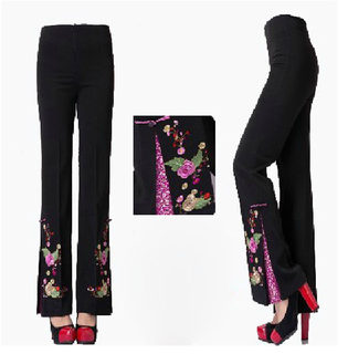 Chinese embroidered autumn and winter Tang suit trousers