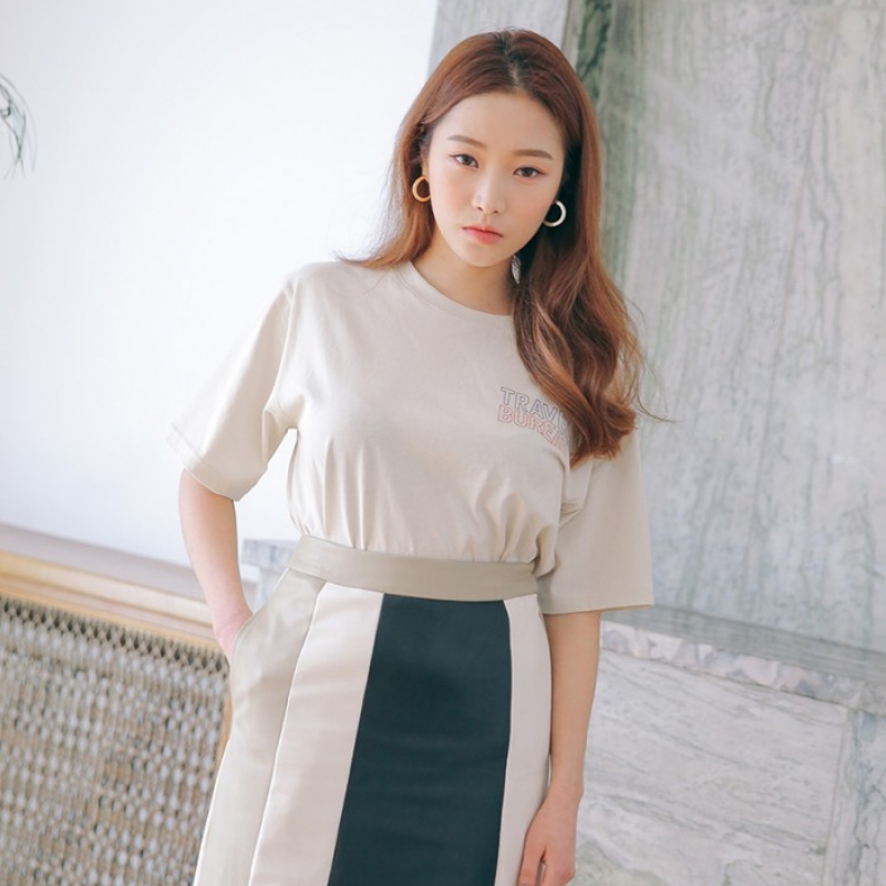 韩国stylenanda官方正品 复古字母LOGO短袖T恤