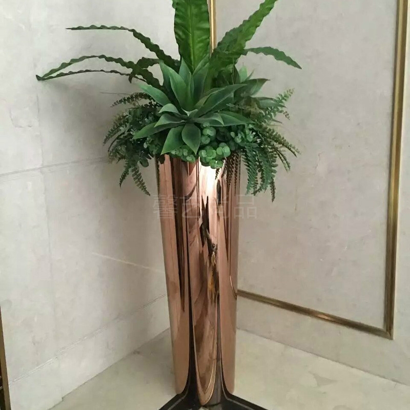 Stainless steel vase ornaments Metal flower pot conical modern living room floor-to-ceiling golden flower utensils Customized size