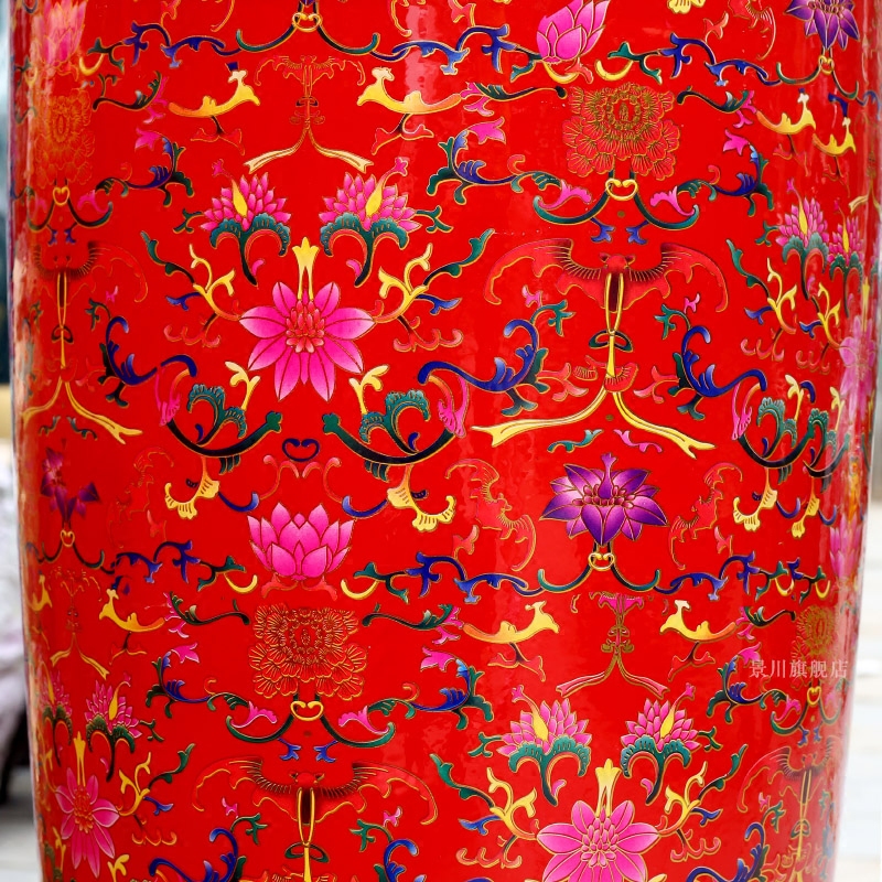 Jingdezhen ceramics home sitting room put lotus flower vase of large hotel shop furnishing articles wedding festival gift