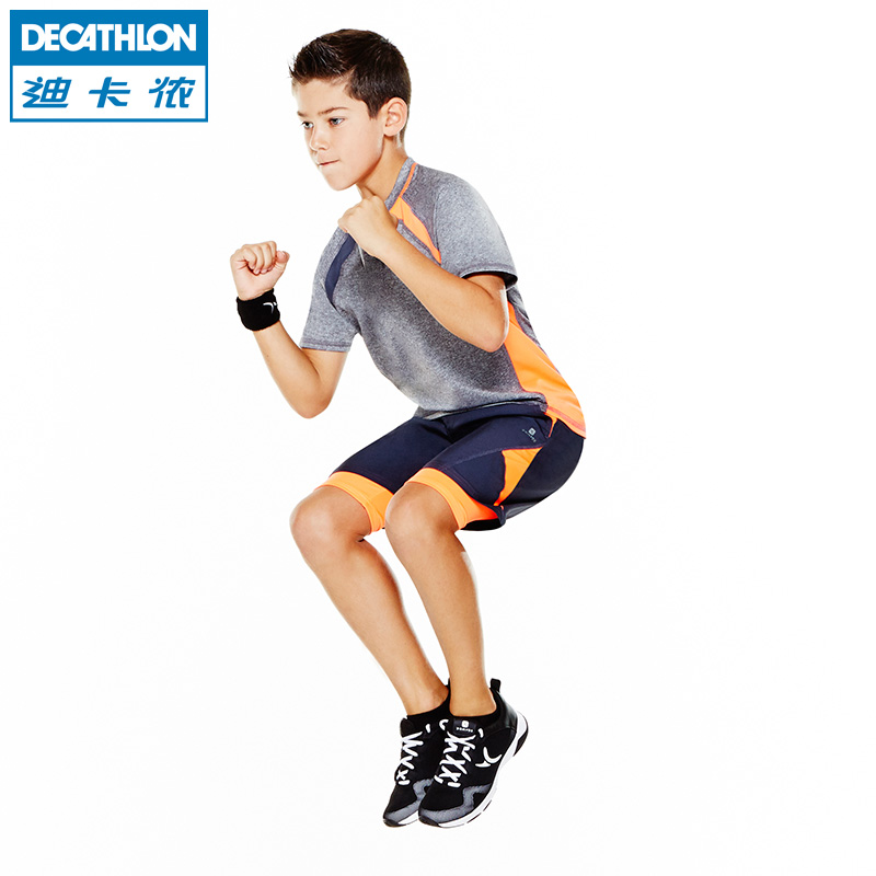 迪卡侬男童短袖T恤中大童童青少年快干透气运动春夏 DOMYOS KDB