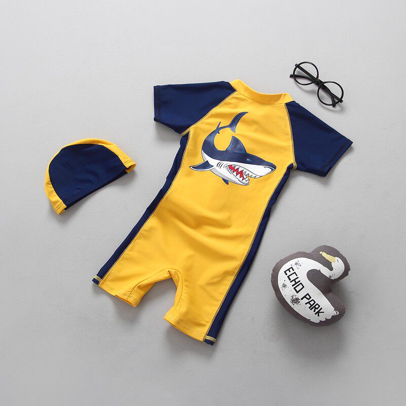 South Korean children's bathing suit boy sunscreen short sleeve baby shark not even body-laced swimsuit surf girl speed dry