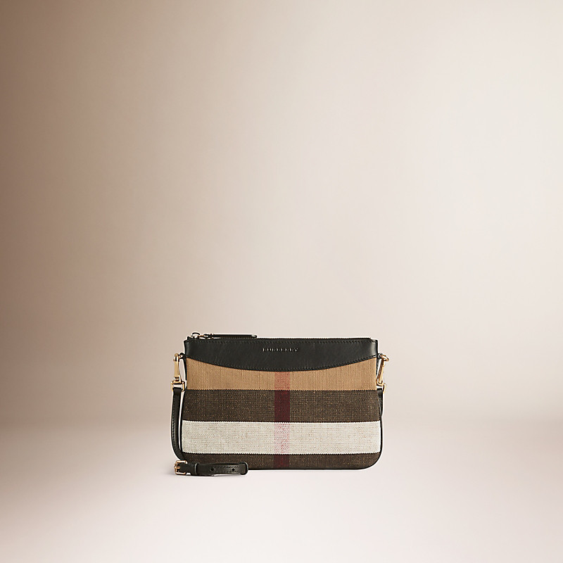 BURBERRY/博柏利Canvas 格纹拼皮革手拿包 40014041