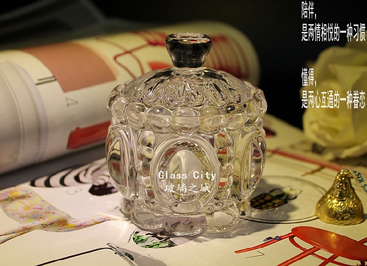 Glass City Personalized crystal glass candy box Storage box Jewelry box Small sugar tank Wedding gift