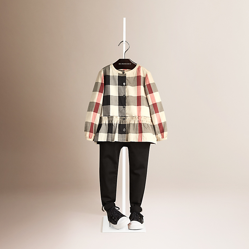 Burberry博柏利 褶饰格纹棉质衬衫 39979041