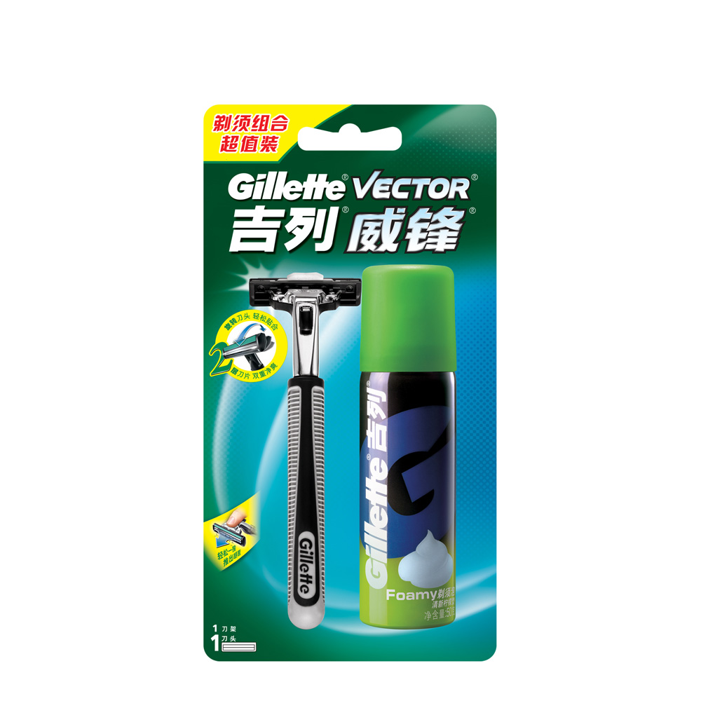 【天猫超市】吉列威锋旋转双层刀架1支及剃须泡50g超值组合装