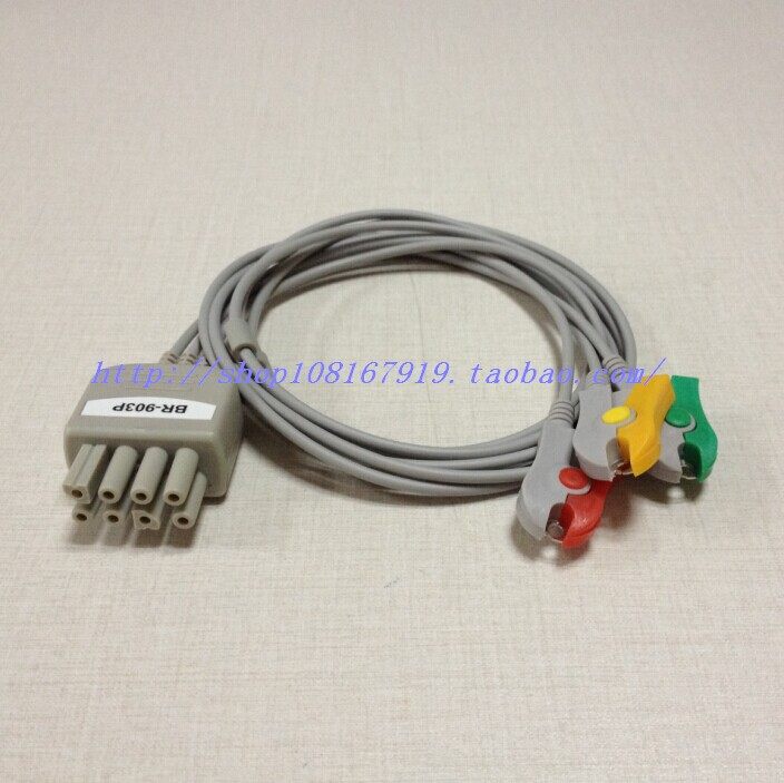 适用日本光电BR-903P导联线 夹式3导联分线 遥测心电导联连接线