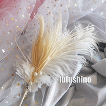 Baked cake decoration beautiful beige pearl feather decoration plug-in wedding birthday party dessert table dress