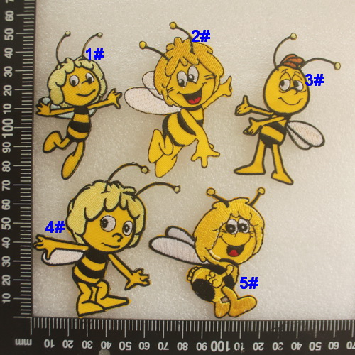 Heart embroidery YD10 Little Bee Mayan adventures Yellow bee embroidery back rubber cloth ironing patch