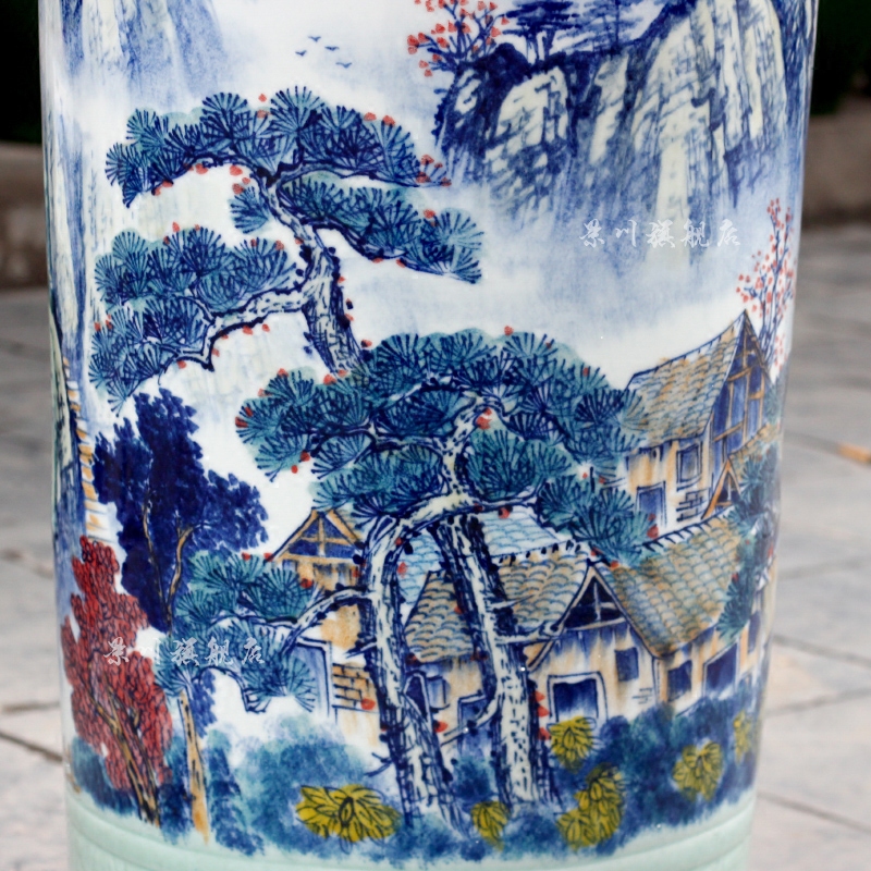 Jingdezhen ceramic hand - made scenery of large vase home furnishing articles modern quiver landing craft ornaments sitting room