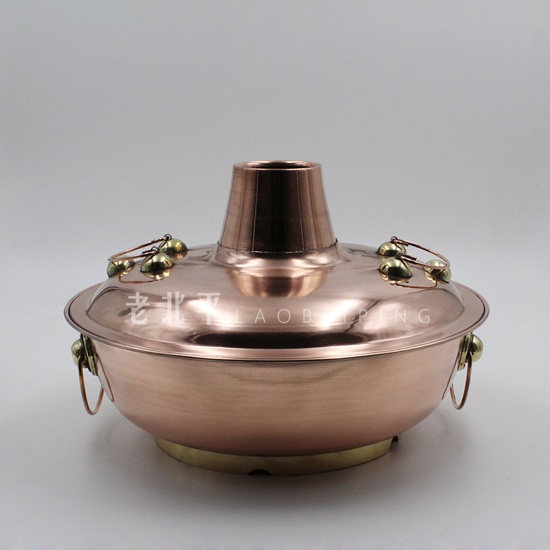 Gas copper hot pot Household pure copper Yuanyang hot pot cassette stove fire pot Household copper hot pot cassette stove Copper hot pot