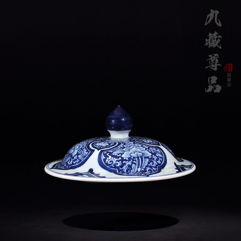 Copy a blue - and - white, yuan and Ming LuLianSheng jingdezhen ceramics with cover general tank craft ornaments TV ark, furnishing articles