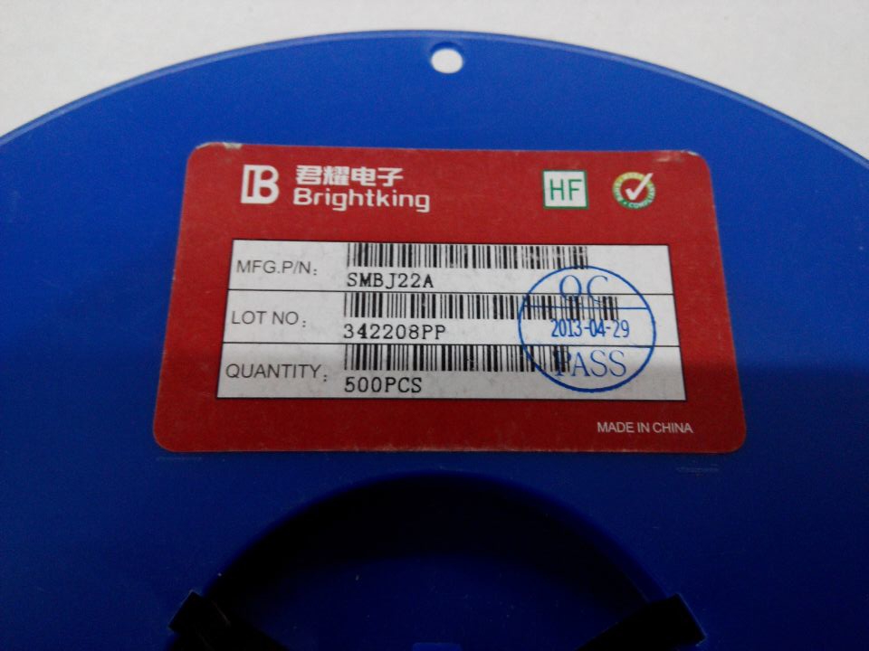 Taiwan's Junyao SMBJ22A TVS patches fleeting diode 22V one-way 600W web version printed LX